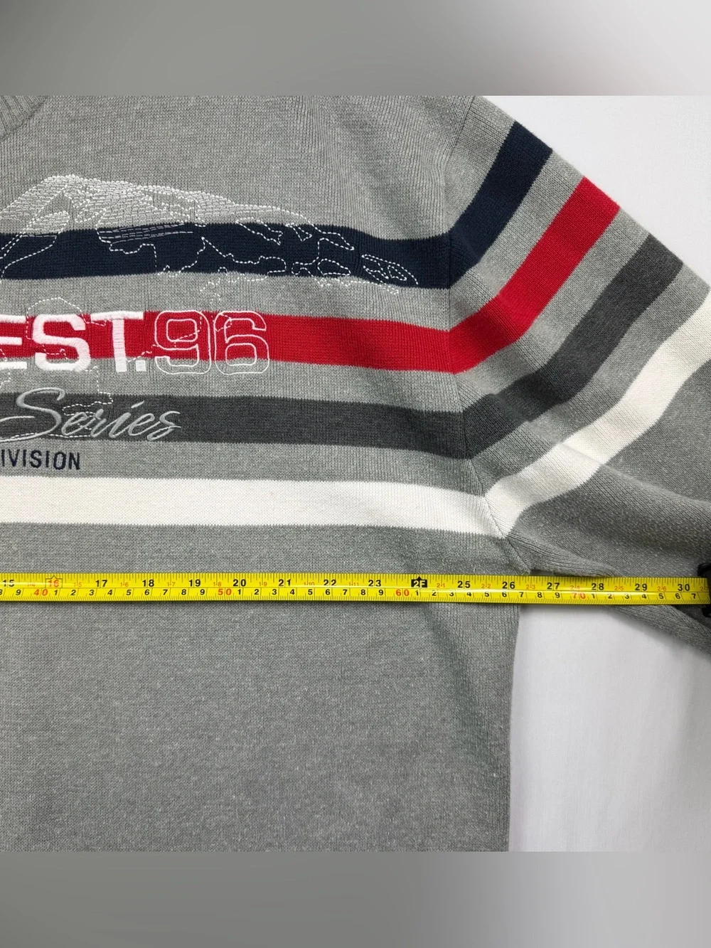 Enyce Est 96 Summit Series Vintage Y2K Gray Knit Striped Sweatshirt Men’s Sz XXL